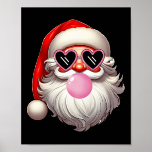 Affiche Vintage Retro Père Noël de Noël bulle gomme rose C