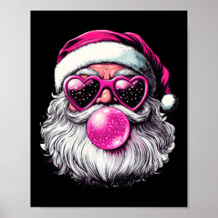 Affiche Vintage Retro Père Noël de Noël bulle gomme rose C