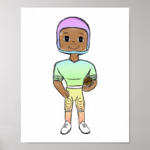 vintage retro rainbow football player colorful