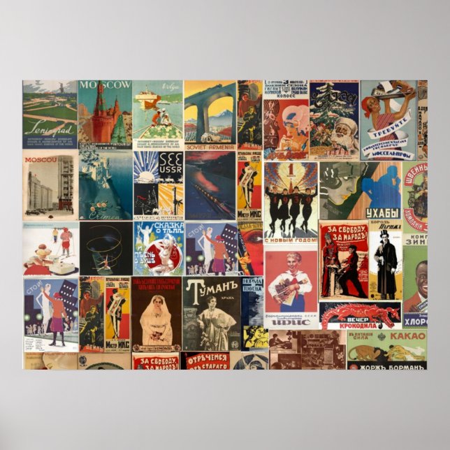 Affiche Vintage retro russe film collage soviétique (Devant)