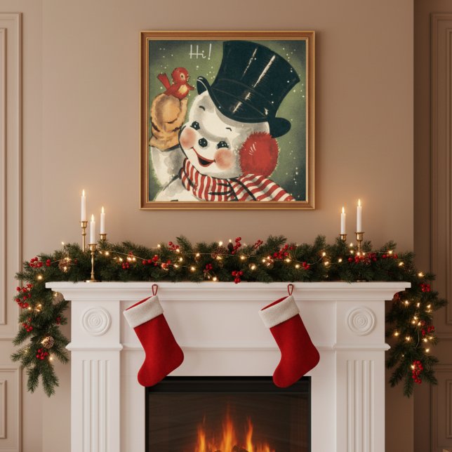 Affiche Vintage Retro Snowman Holiday (Vintage Retro Snowman Holiday Poster)