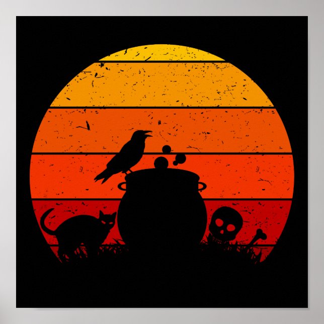 Affiche Vintage Retro Sunset Halloween Nuit I (Devant)