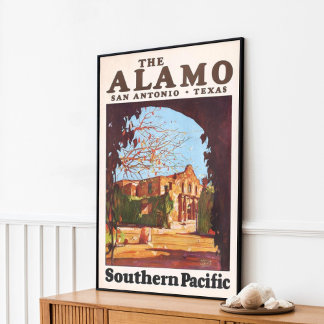 Affiche Vintage Rétro The Alamo San Antonio Texas