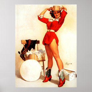 Affiche Vintage Retro Western Pin UP Girl