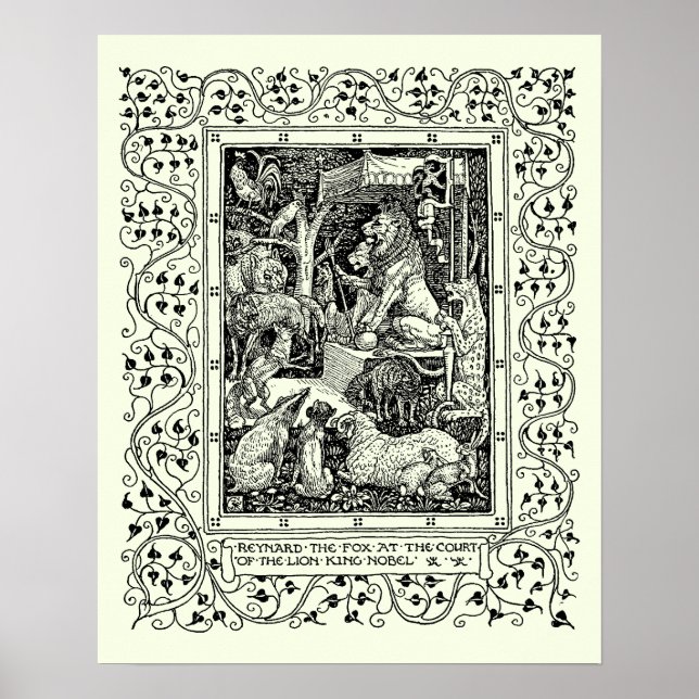 Affiche Vintage Reynard Le Renard par Walter Crane (Devant)