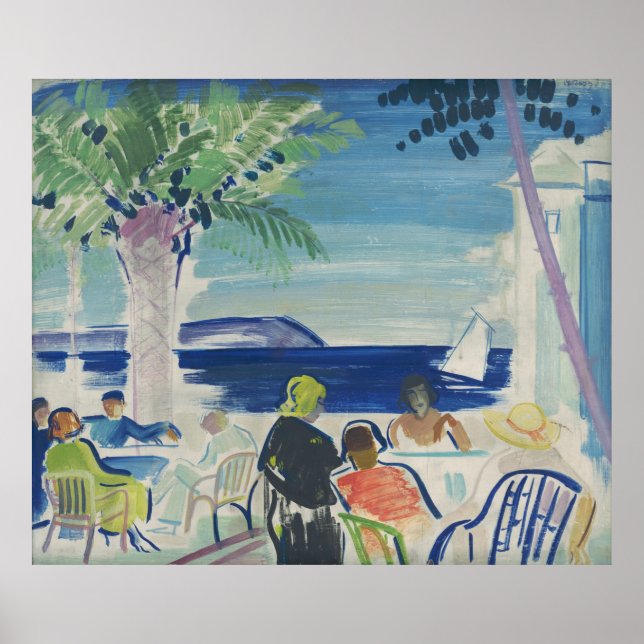 Affiche Vintage Riviera Print, Palmier Et Mer (Devant)