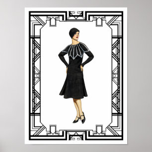 Affiche Vintage robe sucrée noire et blanche des années 19