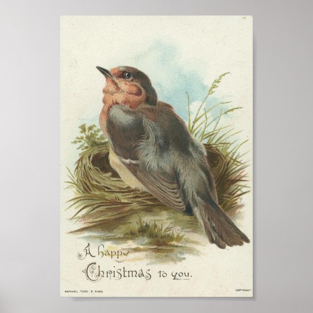Affiche Vintage Robin, Noël (Devant)