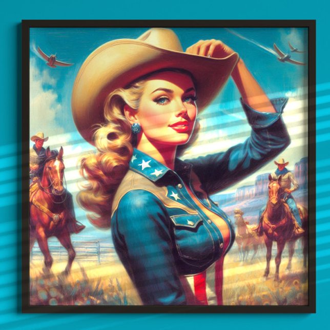 Affiche Vintage Rodeo Pin-up (Créateur téléchargé)