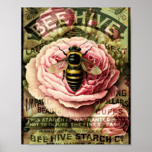 Affiche Vintage Roses and Queen Bee 