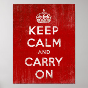 Affiche Vintage rouge profond détendu Gardez le calme et c