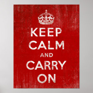 Affiche Vintage rouge profond détendu Gardez le calme et c