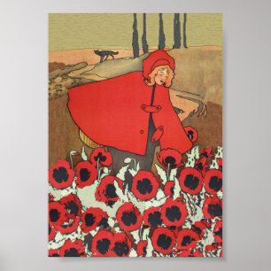 Affiche Vintage Rouges Couvercle Rouge Fleurs de Pavot Wol