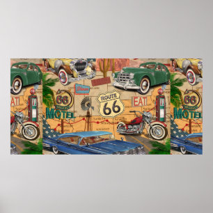 Affiche Vintage Route 66 poster.