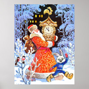 Affiche Vintage russe Père Noël