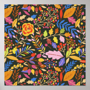 Affiche Vintage Rustique Automne Jardin botanique d'automn