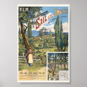 Affiche vintage Sail les Bains France PLM 1895