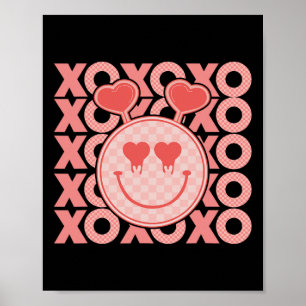 Affiche Vintage Saint-Valentin Xoxo Cœurs Visage Heureux V