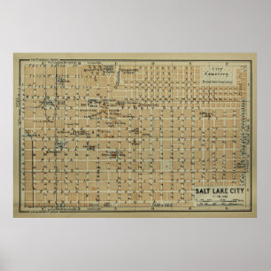 Affiche Vintage Salt Lake City Utah Map (1904)