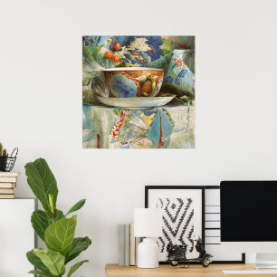 Affiche Vintage Samuel Colman Tasse à Thé Nature Morte Art