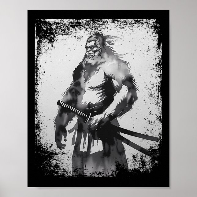 Affiche Vintage Samurai Bigfoot Art japonais (Devant)