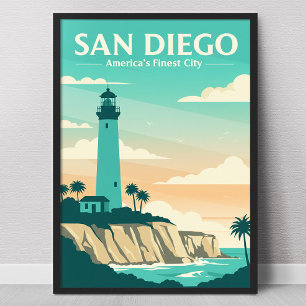 Affiche Vintage San Diego La plus belle ville d'Amérique