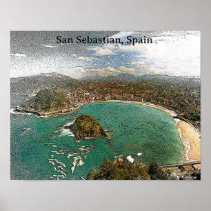 Affiche Vintage San Sebastian Espagne Voyage