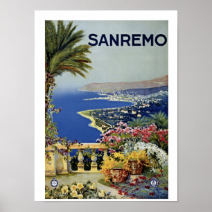 Affiche Vintage Sanremo Italian travel ad