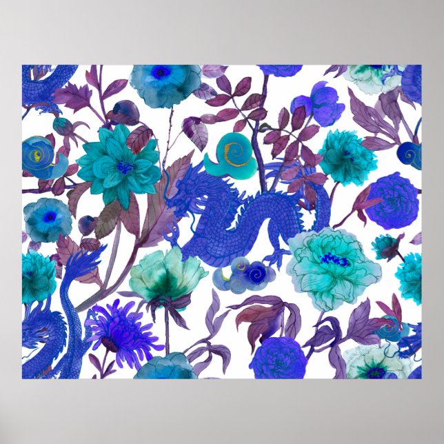 Affiche vintage sans couture asiatique motifs traditionnel (Devant)