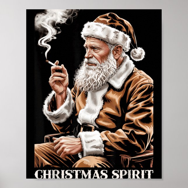 Affiche Vintage Santa Claus Smoking Cigarette Funny Christ (Devant)