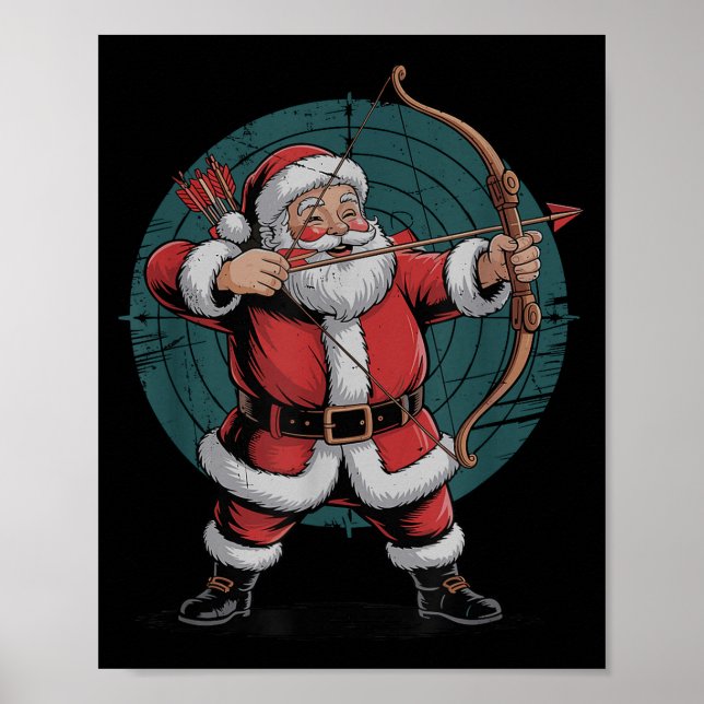 Affiche Vintage Santa Playing Archery Retro Christmas Holi (Devant)