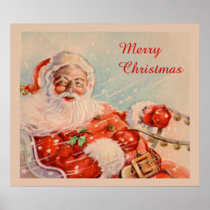 Affiche Vintage Santas Sleigh Ride Canvas Imprimer