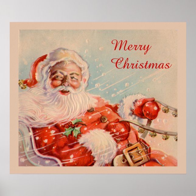 Affiche Vintage Santas Sleigh Ride Canvas Imprimer (Devant)