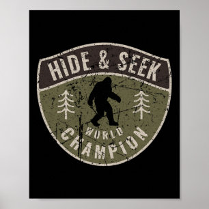 Affiche Vintage Sasquatch Cacher Et Chercher Champion Du M