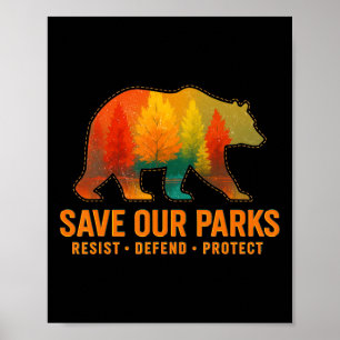 Affiche Vintage Sauvegarder Nos Parcs Résister Protéger Pa