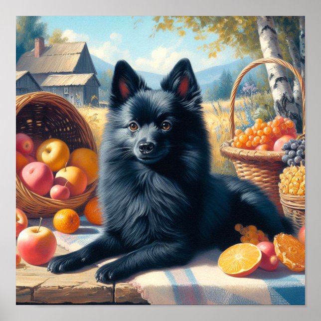 Affiche Vintage Schipperke Peinture de chiot (Devant)