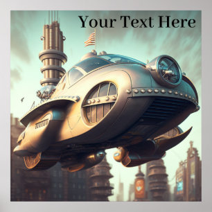 Affiche Vintage Science Fiction Spectacular Flying Cars of