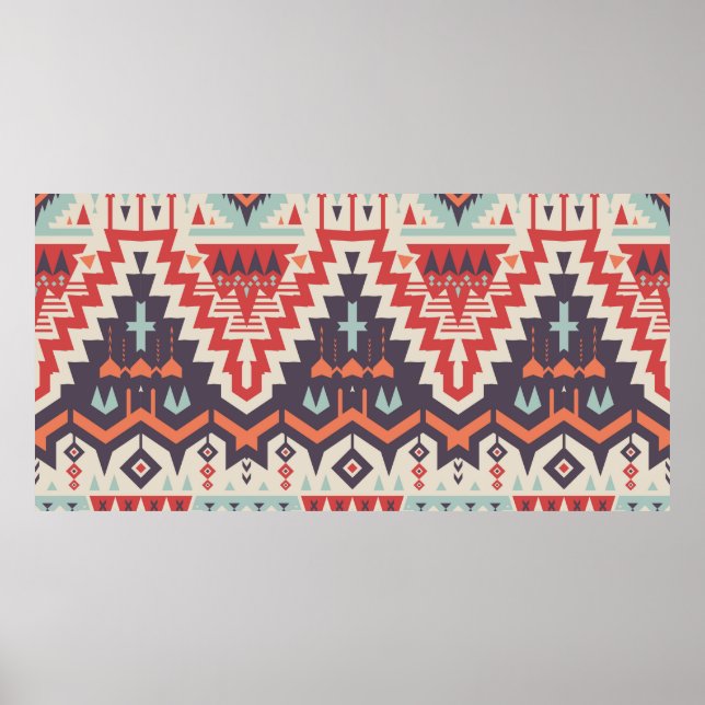 Affiche Vintage Seamless Tribal Pattern. Geometrical Ethni (Devant)