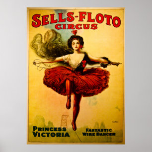Affiche Vintage Sells-Floto Circus Wire Walker