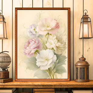 Affiche Vintage Shabby Chic Floral Fleur Art Mur