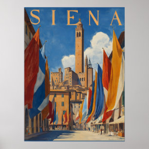 Affiche Vintage Siena Italie Voyage