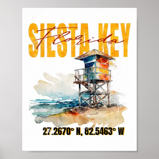 Affiche Vintage Siesta Key Florida Beach (Devant)