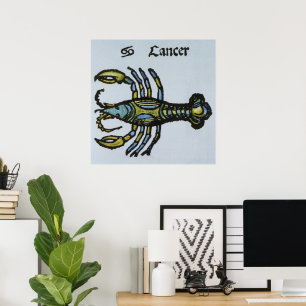 Affiche Vintage Sign of the Zodiac, Cancer the Crab