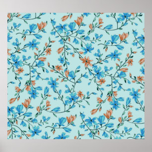 Affiche Vintage simple : Motif en tissu floral