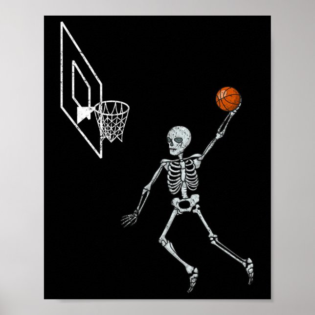 Affiche Vintage Skeleton Sketll Player Dunking Hoop Hallow (Devant)