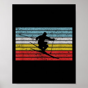 Affiche Vintage Ski Sports Design Skier Jumping