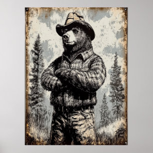 Affiche Vintage Smokey l'ours haute résolution