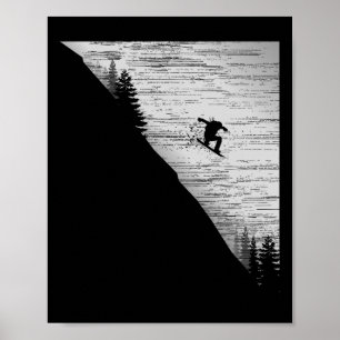 Affiche Vintage Snowboard Hiver Sport Vacances Cadeau Mont