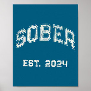 Affiche Vintage Sobre Établ. 2024 Affirmation Sobriété Aa