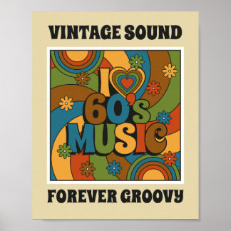 Affiche Vintage Sound Forever Groovy 1960s Music Inspired